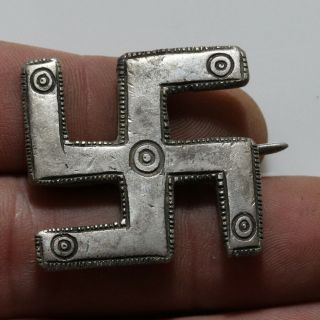 Perfect - Very Rare - Roman Silver Svastica Cross Fibula Brooch Ca 200 - 300 Ad