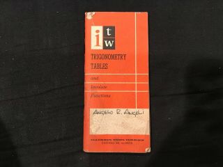 Vintage Illinois Tool 1958 Trigonometry Tables And Involute Functions 0316