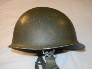Wwii U.  S.  1943 M1 Steel Helmet Shell - Front Rim Seam Marked 64 D Inside Rim