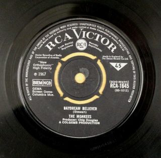 The Monkees Daydream Believer 1967 7 " 1st Pressing Vinyl Vg,
