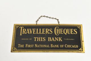 Vintage Travellers Cheques Brass Hang Sing First National Bank Of Chicago