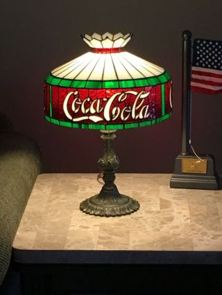Coca Cola Tiffany Style Stain Glass Lamp