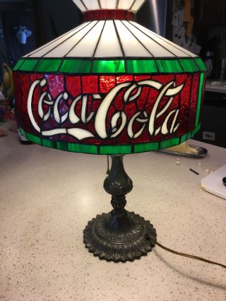 Coca Cola Tiffany Style Stain Glass Lamp 2