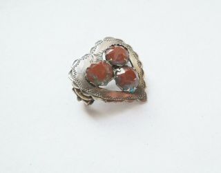 EDWARDIAN SILVER AND SAPHIRET HEART SHAPED BROOCH PIN CHESTER 1906 3