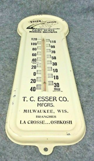 T.  C.  Esser Co.  Paint Glass Mirrors Mfgrs.  Advertising Thermometer Milwaukee Wis