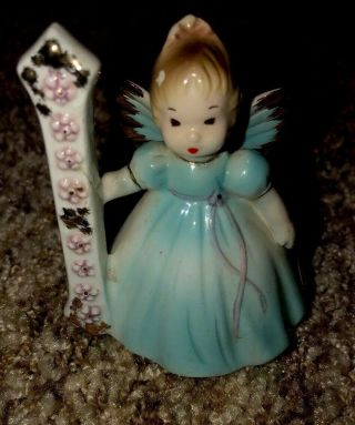 Josef Originals Porcelain Girl Figurine Angel 1st Birthday Small Blue Dress