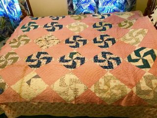 Vintage Hand Stitched Quilt Very Old Quilt Size 78” X 67”