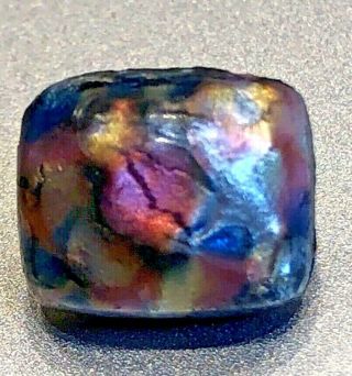 Stunning Antique Leo Popper Glass Button Multi Colored With Foil Key Shank