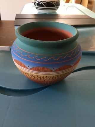 Navajo Native American Indian Art Pottery Bowl I Morgan Dine 2006 2