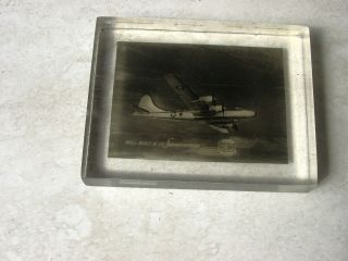 Ww2 Promotional Lucite Paper Weight Of Photo Of B - 29 Made By Bell