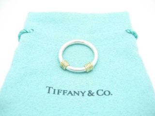 Authentic Silver 18k Gold Tiffany & Co.  Coil Wire Wrapped Band Ring Sz 6 3/4
