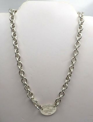 Authentic Sterling Silver Return To Tiffany & Co.  Oval Tag Necklace