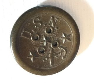 Civil War Navy Hard Rubber Novelty Goodyear Antique Uniform Button Stars Anchor