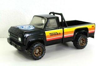 Vintage Tonka Metal Pickup Truck With Rollbar Black 062