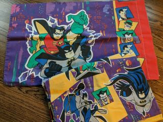 Vintage 1995 Dc Comics Batman & Robin Twin Flat Sheet & Pillowcase Bibb Co