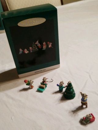 Hallmark Keepsake Mini Ornaments - Tiny Christmas Helpers - Mice - Set 6 W/box
