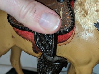 Vintage Antique Cast Iron Palomino Horse & Saddle Doorstop? Statue 8 