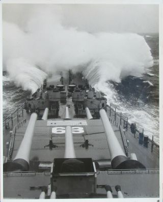 Dramatic View Of Uss Missouri At Sea Official Us Navy Photo C.  - 1945