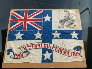 Antique Rare Australia Federation Flag Union Jack Duke Historical British Usa