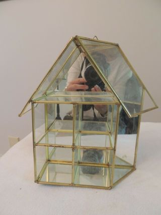 House Shaped Brass & Glass Display Case 8 " X 7 "