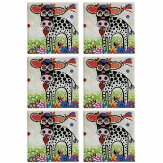 6pc Maxwell & Williams Smile Style Ceramic Tile Coaster Betsy 9cm Placemat