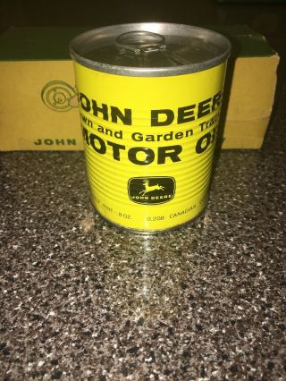 Vintage John Deere Lawn Garden Can Motor Oil Full 8oz Pint Sae 5w - 20