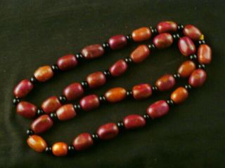 25 Inches Chinese Reddish Jade Beads Prayer Necklace V069