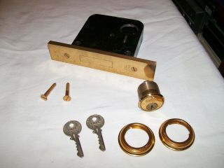 Vintage Yale Mortise Door Lock With Cylinder And 2 Keys Usa