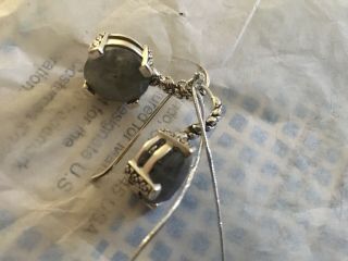 Stephen Dweck Earrings 925 12 Mm Round Faceted Labradorite Drop On Engraved Hook