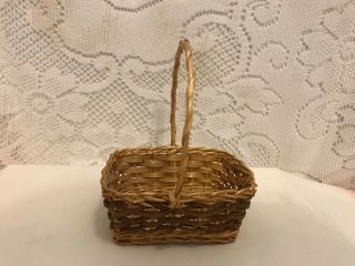 Miniature Woven Wicker 6 " Basket With Handle