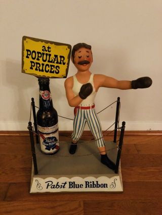 Vintage Pabst Blue Ribbon Pbr Beer Sign Lamp Display Boxer
