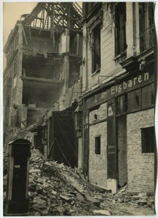 Wwii Large Size Press Photo: Ruined Building At Berlin Street,  May 1945