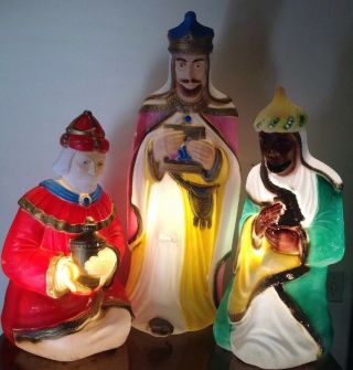 Vintage Empire Christmas Nativity Blow Mold 3 Wise Men Set Vg