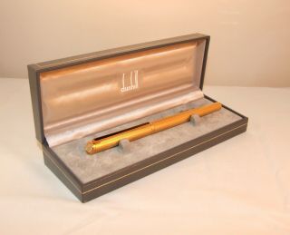 Vintage Dunhill Gemline Gold Plated Fountain Pen - Barley Design - Lovely Med Nib