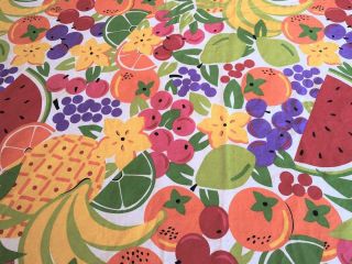 Vintage Colorful Round Cotton Tablecloth Fruit 68 " Round