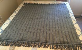 Vintage Amana Products 100 Wool Lap Throw Blanket Blue & Gray 48 X 63
