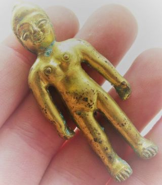 Unresearched Ancient Near Eastern Bronze Gold Gilded Worshipper Figurine