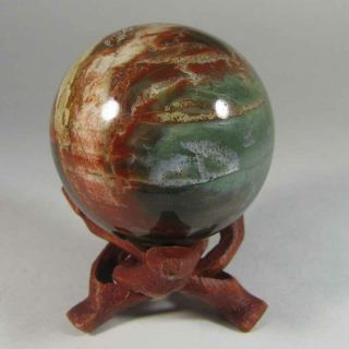 50mm Petrified Wood Sphere Ball W/ Stand - Madagascar