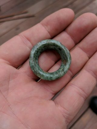 Pre - Columbian Jade Ear Spool Bead Ring Flare Authentic,  Mayan,  Mesoamerica