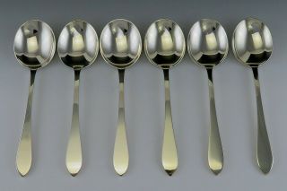 6 Antique C1930 Sterling Silver Tiffany & Co Faneuil Gumbo Soup Spoons 6 3/4 "