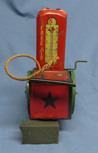 Rare Vintage J.  Chein Tin Litho Wind Up Toy Texaco Gas Air Motor Oil Pump