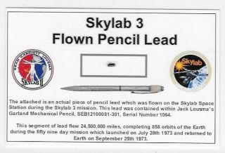Skylab 3 - 8x Flown Pencil Lead - With Provenance/documents Ltd Edition Of 16