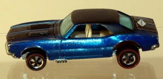 Dte 1968 Hot Wheels 6208 Metallic Blue Custom Camaro W/white Interior