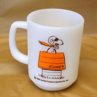Vintage 1965 Fire King Snoopy As The Red Barron Coffee Mug