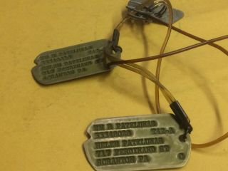 Ww2 Us Army Brass Nok Dog Tags - Scranton,  Pa