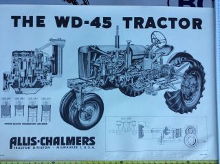 Rare Allis Chalmers Wd - 45 Tractor Advertising Sign Cutaway Very Detailed - Large