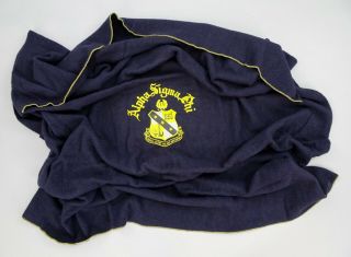 1940s - 1950s Vintage Alpha Sigma Phi Fraternity Blue Wool Stadium Lap Blanket