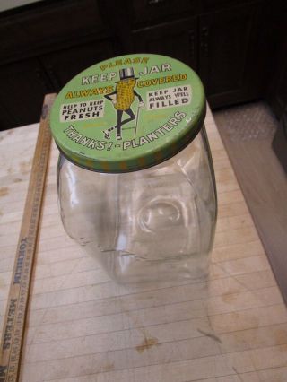 Vintage 1940 Planters Mr Peanut Leap Year Jar With Lid Counter Display - - Con