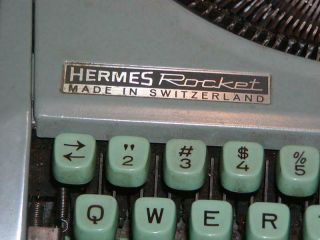 Vintage HERMES ROCKET Portable TYPEWRITER in Seafoam Green w/ Case,  Green Keys, 2