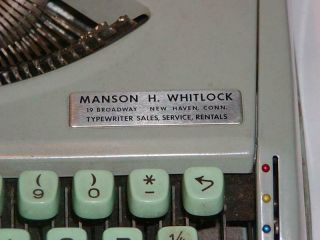 Vintage HERMES ROCKET Portable TYPEWRITER in Seafoam Green w/ Case,  Green Keys, 3